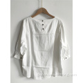 Women's Blouse Women's Top With Round Neck And Middle Sleeve Factory